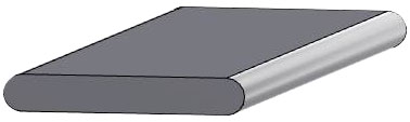 Rounded on both sides (radius 1/2 strip thickness (170°) Rounded on both sides (radius 1/2 strip thickness (170°)